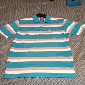 NEW Mens Small Blue Striped Polo 🧍‍♂️
